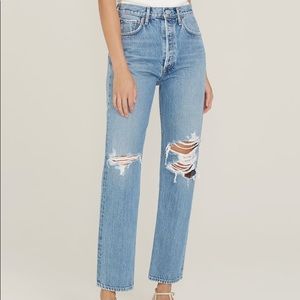 Agolde 90s pinch high rise straight in backdrop